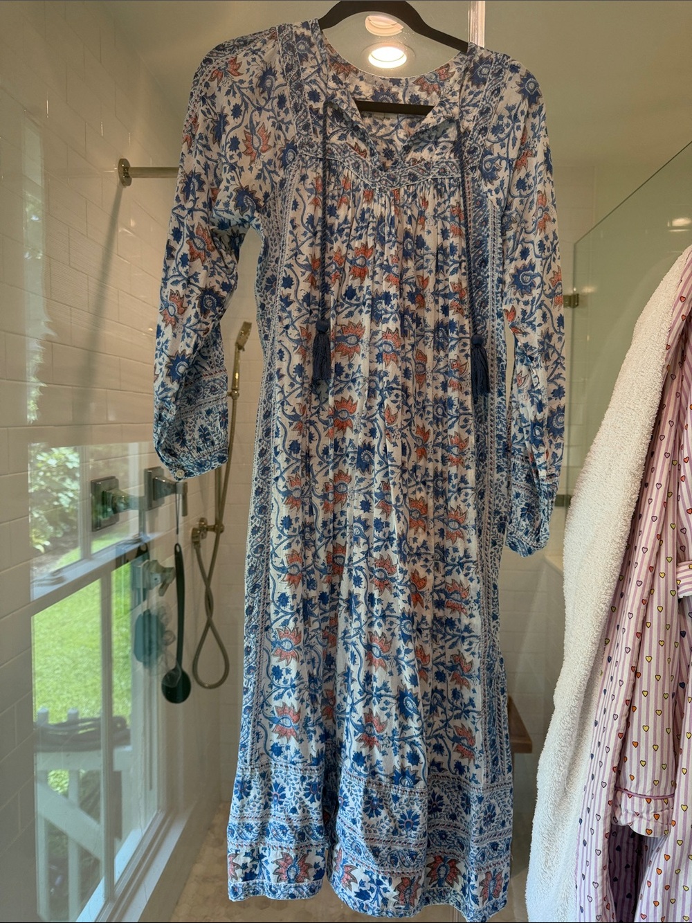 Future Primitive Ling Sleeve Block Print Midi dress